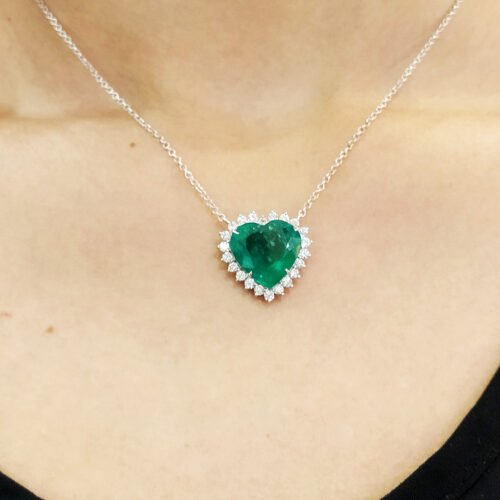 Gargantilha Esmeralda Brilhantes Ouro Branco